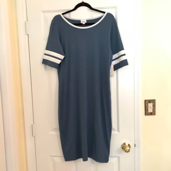 LuLaRoe Dresses & Skirts - LuLaRoe Julia Dress with Varsity Stripes